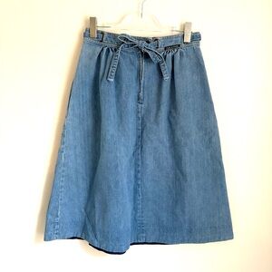 The Jean Machine | VINTAGE Women’s Light Blue Midi Denim Skirt w Zipper Tie Sz M